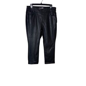 Westbound Womens Petite Black Faux Leather Pants Size 12P